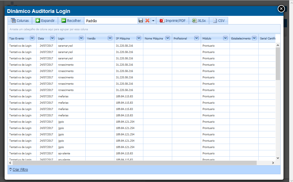 Imagem demonstrativa do Dinâmico Auditoria Login